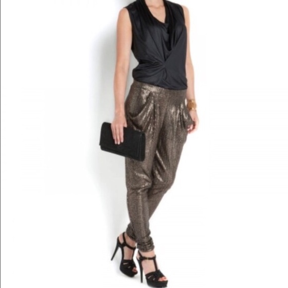 Zara Bronze Sequined Harem Pants / Joggers Size S - Picture 9 of 11